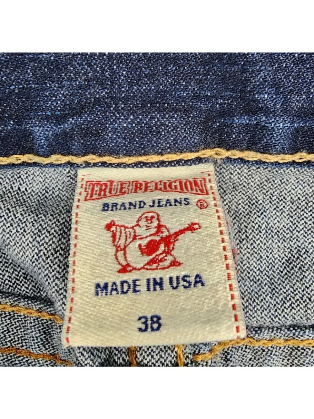 True Religion Jeans Mens 38 Ricky Flap Straight Blue M24859P43 Altered Hem Waist
